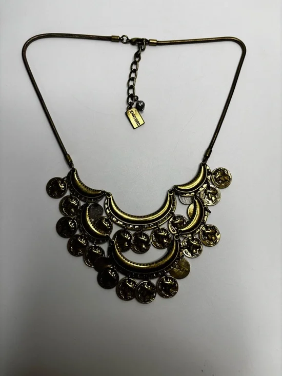 Jenny Bird Vintage-Style Coin Bib Statement Necklace – Antique Brass & Silver - Picture 8 of 14